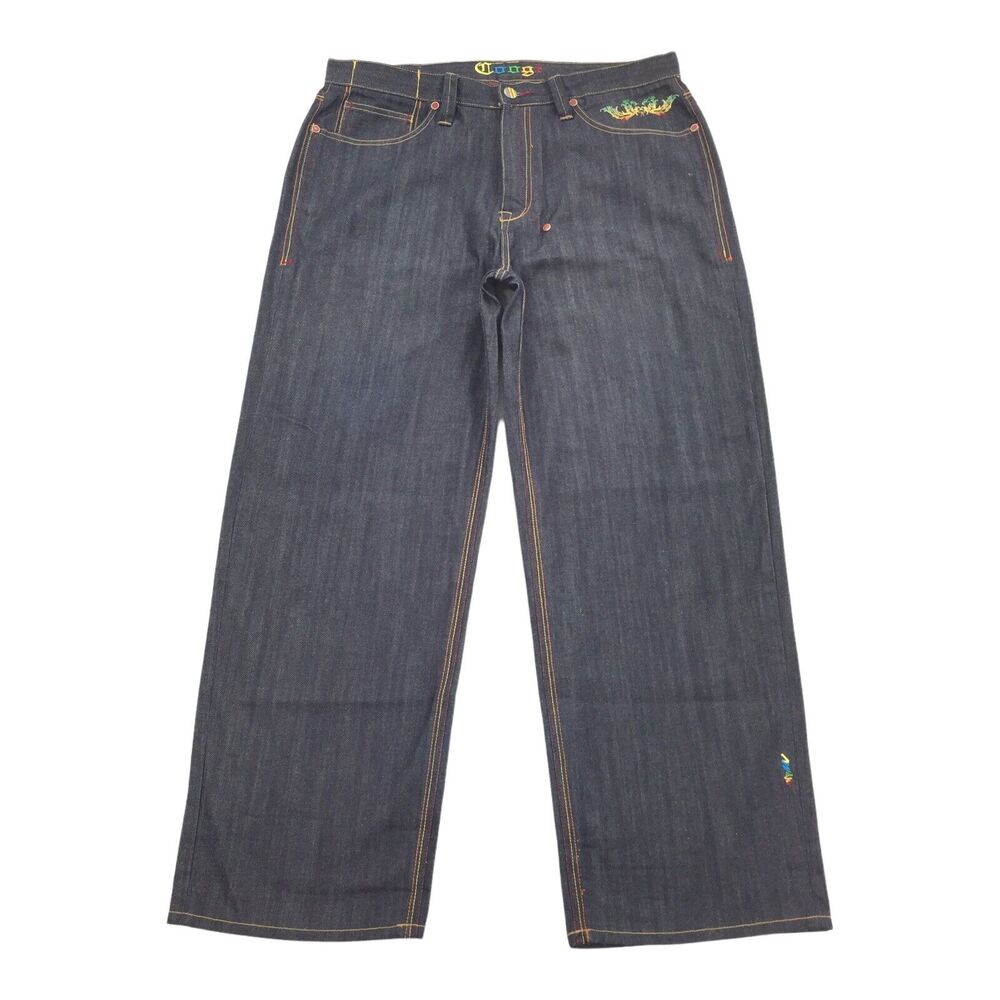 Vintage Coogi Dark Wash Embriodered Jeans 40x34 Mens Baggy Fit Denim Wide Leg